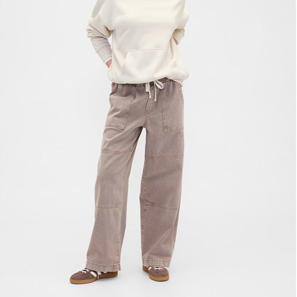 GAP Denim NWOT Mushroom Brown High Rise Pull-On Wide-Leg Utility Jeans Small